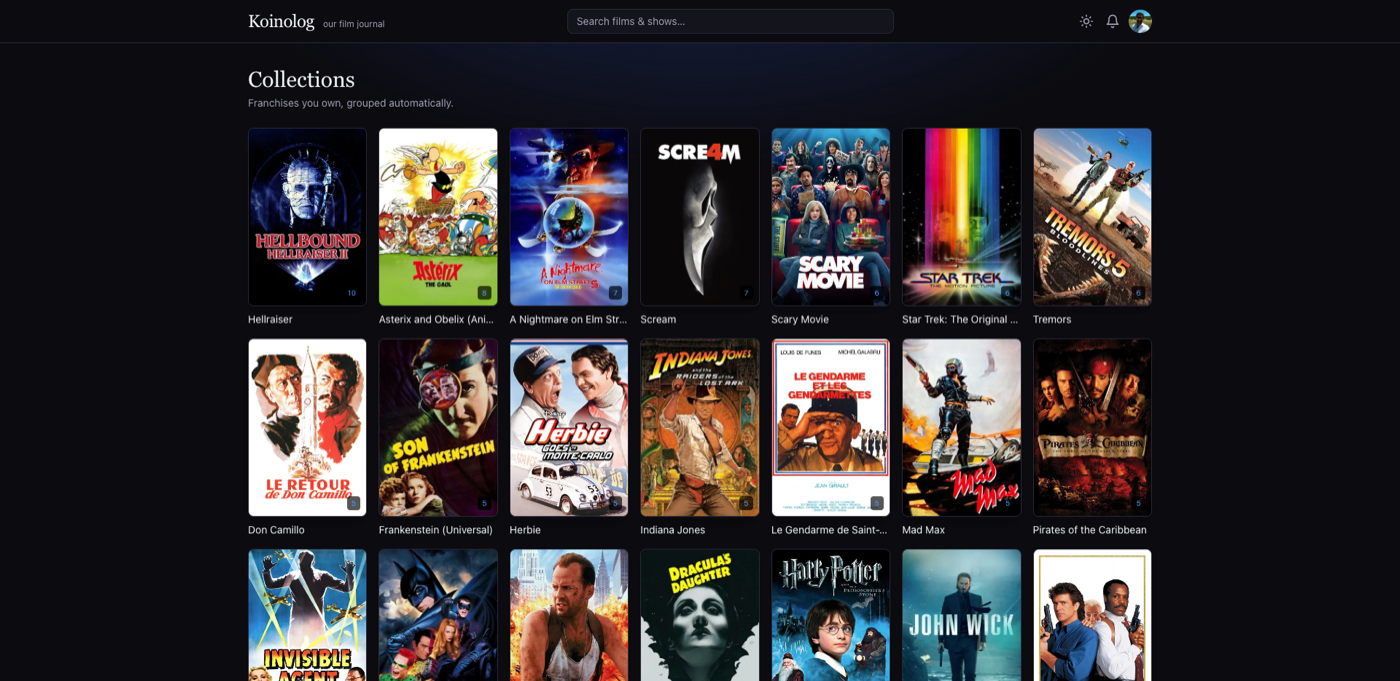 Franchises grouped automatically in Koinolog